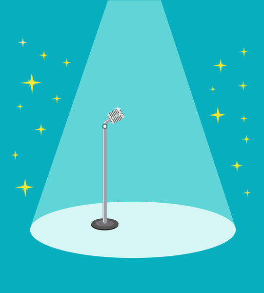 Ретро-микрофон на сцене и в прожекторе. Настольный клип-арт
.