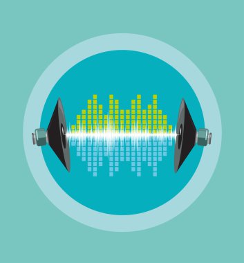 Ses veya Ses Mühendisliği Kavramı. Elektronik Soundwaves 2 hoparlör arasında seyahat. Kullanılabilir Küçük Resim.