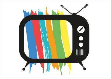 Retro TV with stylized color bars test clipart