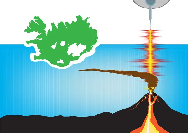 Island sopečná činnost pojem vektor. Upravitelné Klipart. — Stockový vektor