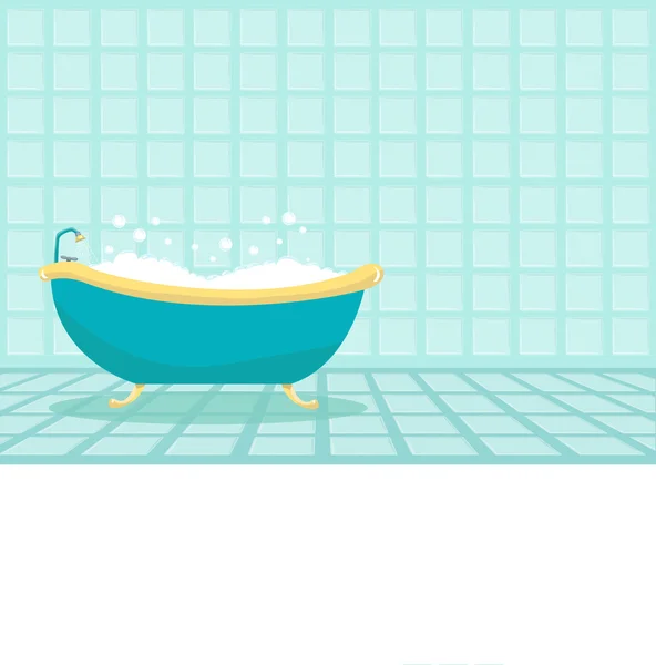 Retro Bathtub with soapsuds — Stock Vector