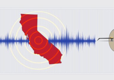 California Earthquake Concept. Editable Clip Art. clipart