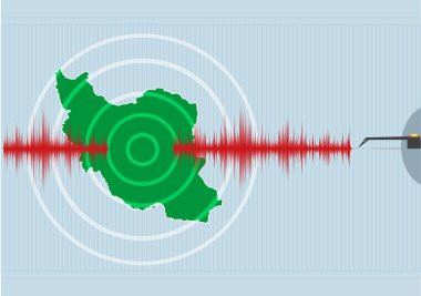 İslam Cumhuriyeti Iran deprem vektör kavramı. Düzenlenebilir küçük resim.