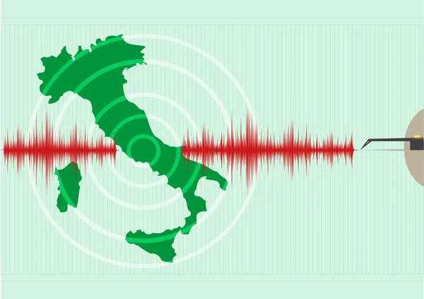 Italy Map Earthquake. Editable Clip Art. — Stock Vector