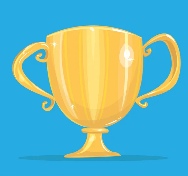 Golden Trophy Cartoon style Loving-cup Design — Stock Vector