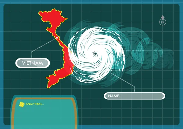 台風の目とベトナム地図 — ストックベクタ