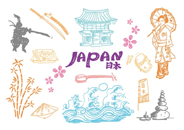 Japan Cultural hand sketch collection 2. — Stock Vector