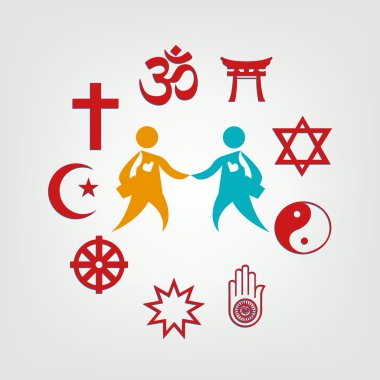 Interfaith Dialogue illustration. Religions Unite as One. Editable Clip Art. clipart