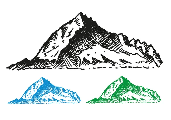 Hand sketch of Mountain Summit and Ranges. Editable Clip Art. Stock Illustration