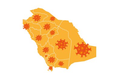 Suudi Arabistan harita Mers-Cov veya Orta Doğu solunum Sendromu-Corona virüs kavramı. Düzenlenebilir küçük resim