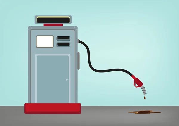 Niedriger Ölpreis. Tankstelle mit herunterfallendem Schlauch. editierbare Clip-Art. — Stockvektor