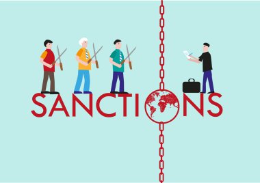 International Sanctions Concept for economic, sports and political reasons. Editable Clip Art. clipart