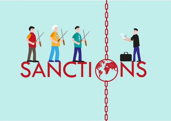 Mezinárodní sankce koncept pro ekonomickou, sportovní a politických důvodů. Upravitelné Klipart. — Stockový vektor