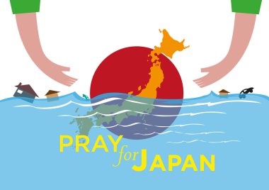 Japonya kavramı için dua ediyorum. Yardımcı doğal afetler sırasında sunan. Düzenlenebilir küçük resim.