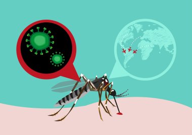 Zika Virus Outbreak and Travel Alert concept.  Editable Clip art. clipart