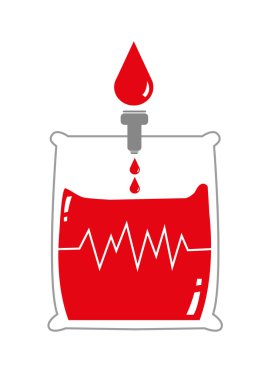 Yaşam sinyali ile kan torbası. Düzenlenebilir küçük resim.