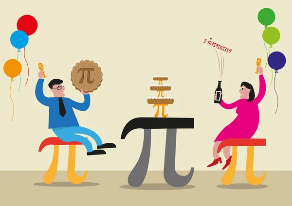 Gelukkig Pi Day concept voor onderwijs of Math liefhebbers. Bewerkbare illustraties. — Stockvector