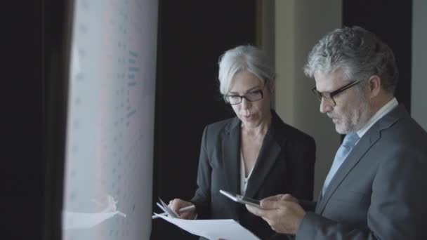 为男性投资者提供咨询的女性金融专家 — 图库视频影像