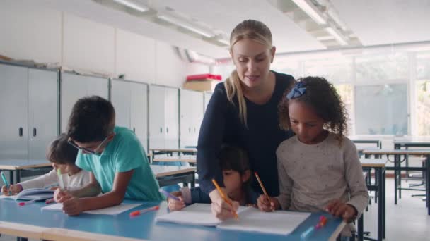 Kontrolluppgift för primärskolelärare — Stockvideo