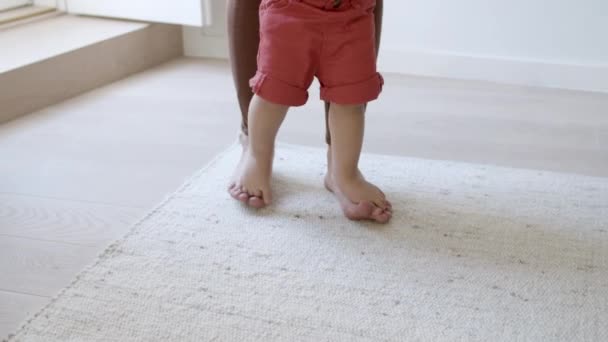 Vooraanzicht van de voeten van ouders en kinderen. — Stockvideo