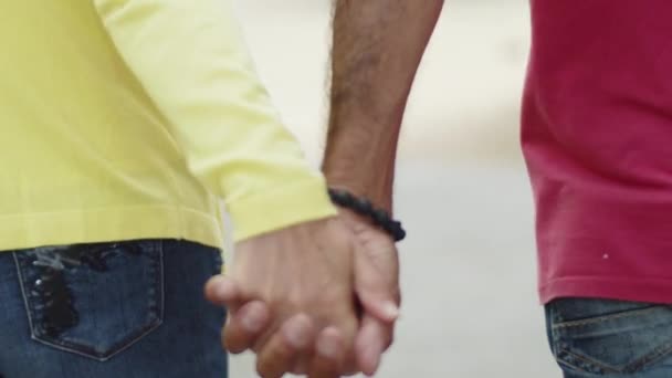 Zbliżenie kochanków trzymających się za ręce — Wideo stockowe