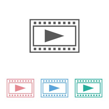 film şeritleri & çalma düğmesi simgesi, simge çal, düğme illüstrasyonu, saat vektörü, video vektörü