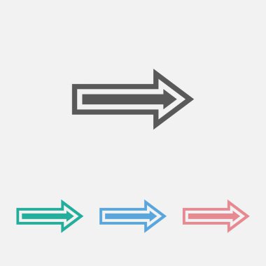 ok sağ simgeyi, ok simgesini, sağ vektörü, yön illüstrasyonunu gösterir