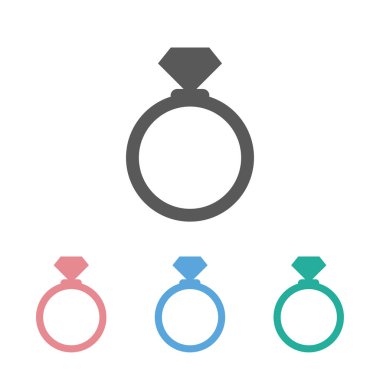 Elmas yüzük ikonu, yüzük ikonu, elmas illüstrasyon, nikah yüzüğü vektörü