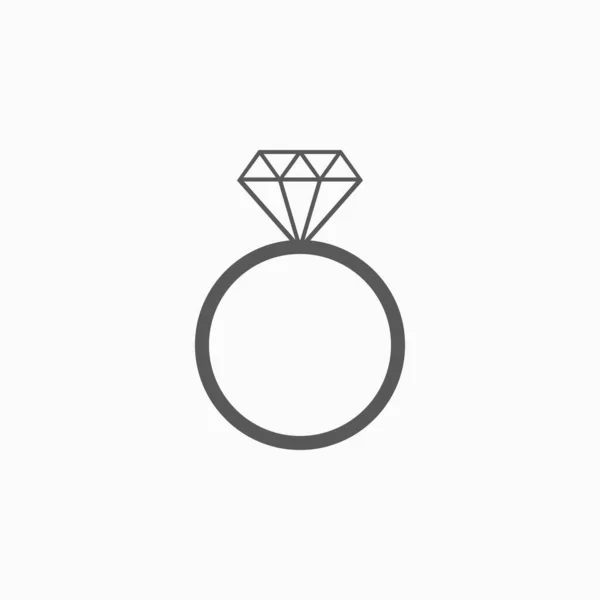 Diamantring Symbol Ring Symbol Diamant Abbildung Ehering Vektor — Stockvektor
