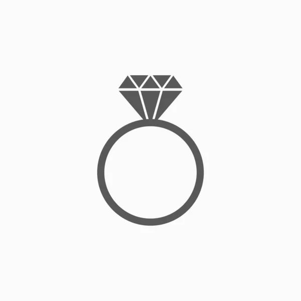 Diamantring Symbol Ring Symbol Diamant Vektor Ehering Abbildung Liebeszeichen — Stockvektor