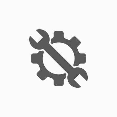 servis aracı simgesi, servis simgesi, araç vektörü, çekiç, dişli illüstrasyonu, düzeltme işareti