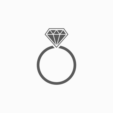 Elmas yüzük ikonu, yüzük ikonu, elmas vektör, alyans çizimi