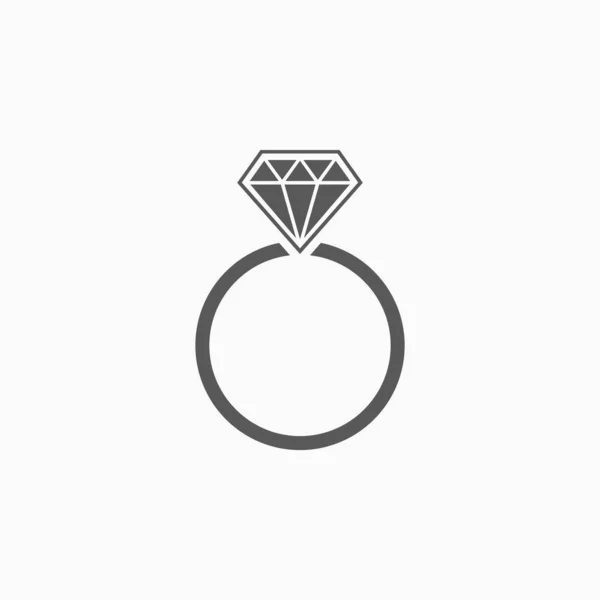 Diamantring Symbol Ring Symbol Diamant Vektor Ehering Illustration — Stockvektor