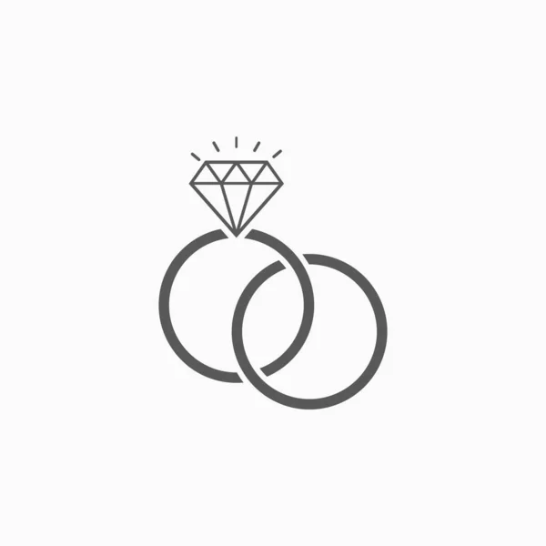 Eheringe Ikone Ring Ikone Diamantring Vektor Schmuck Illustration — Stockvektor