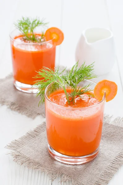 Carrot juice in two glasses