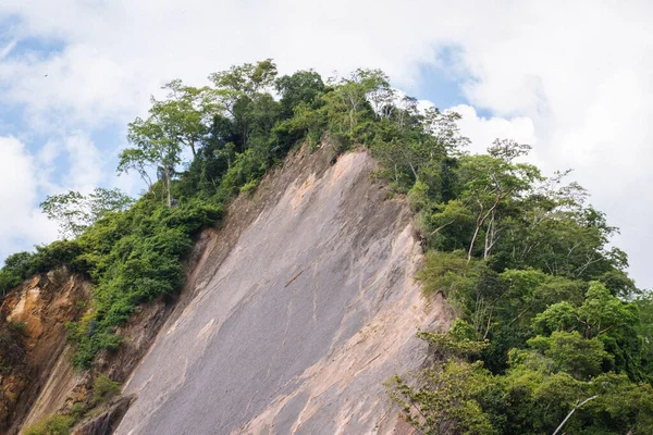 Montanha Com Árvores Verdes Dia Ensolarado Céu Azul — Fotografia de Stock