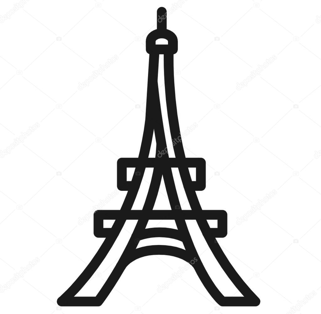 illustration of eiffel tower on white background with black borders