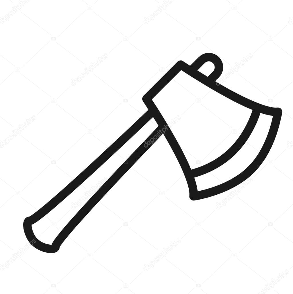 illustration of an ax on white background with black edges
