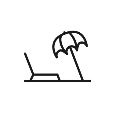 Beyaz arkaplanlı sandalye ve şemsiye çizimi