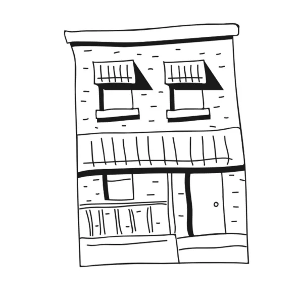 Illustration Einer Zeichnung Eines Gebäudes Auf Weißem Hintergrund — Stockfoto