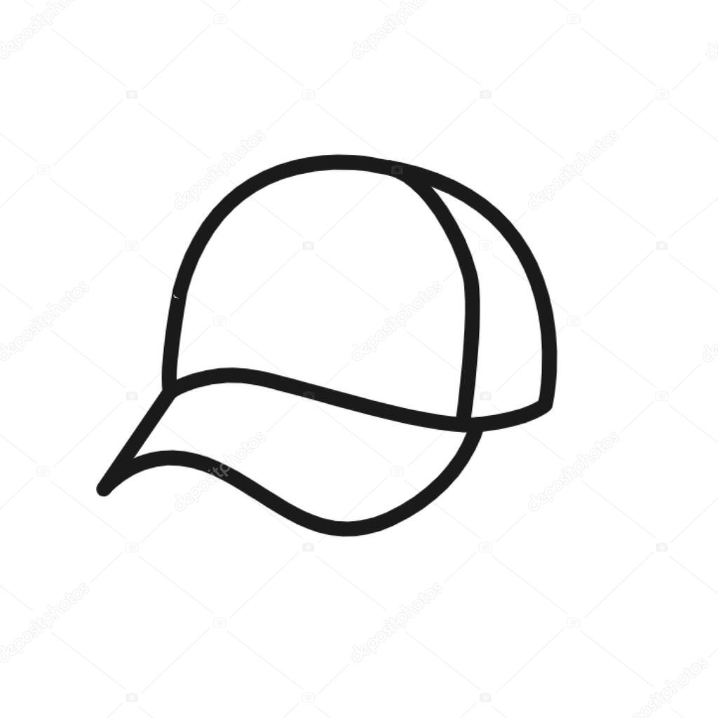 illustration of a white side cap on white background