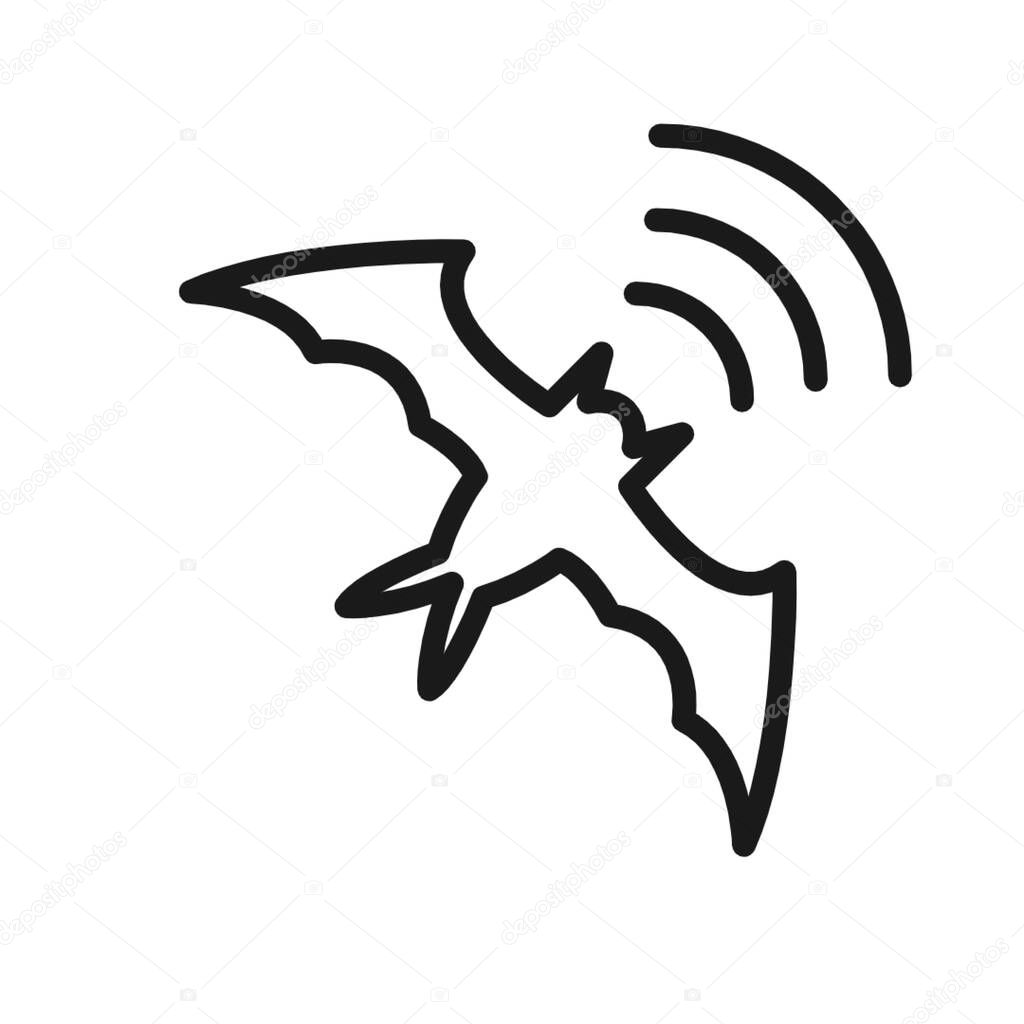 illustration of a bat receiving signal on white background