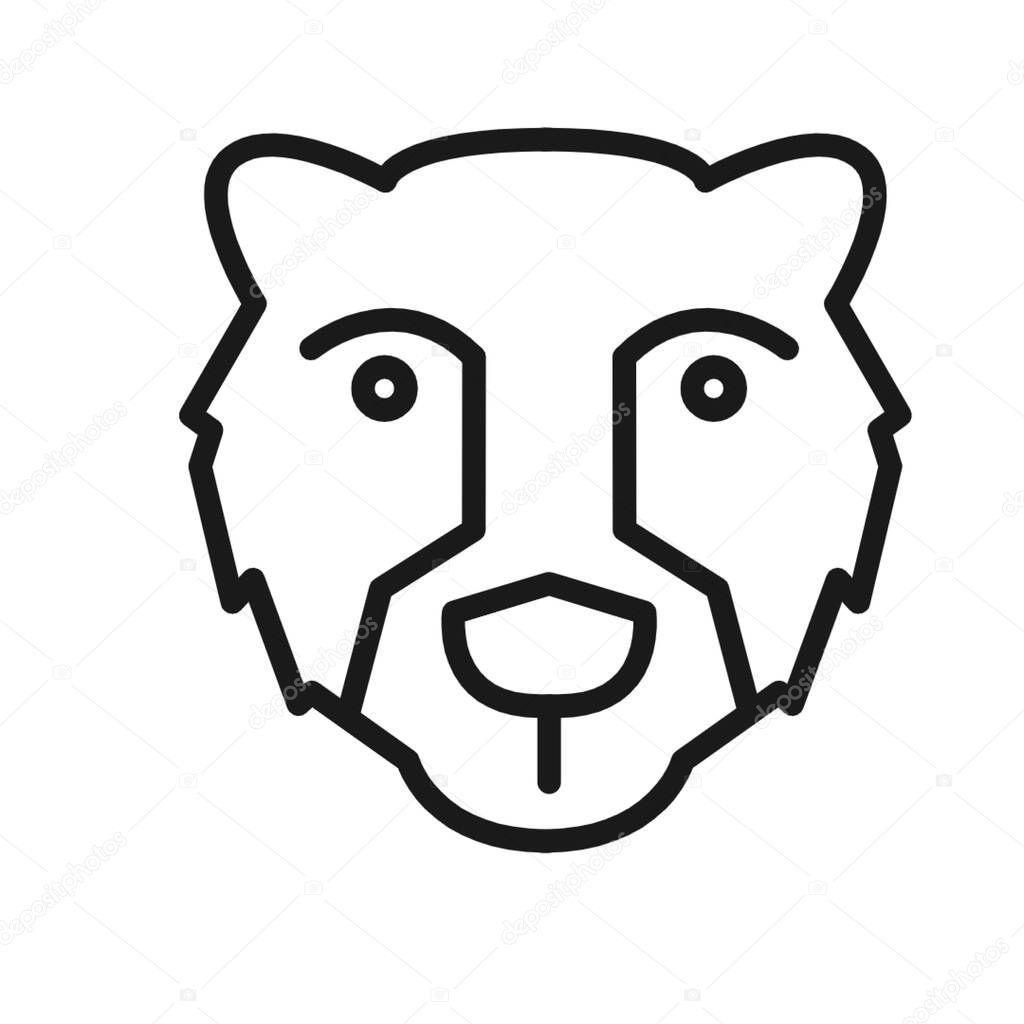 illustration of a face of a bear on white background