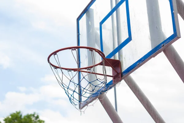 Blue Basketball Backboard Red Crest — Stock Photo, Image