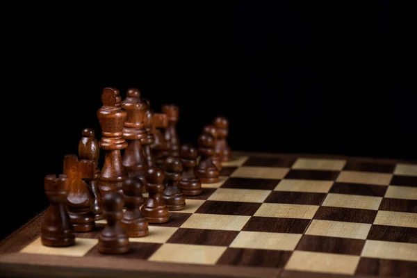 Szachy Dobra Gra Dla Mózgu Strategii Drewniany Chessborad Czarny Kontra — Zdjęcie stockowe