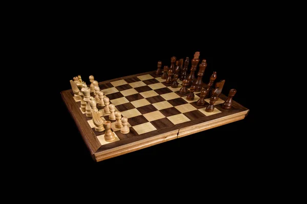 Chess Good Game Brain Strategy Wooden Chessborad Black White Conflict — Stock Photo, Image