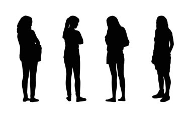 16 kişi ayakta açık siluetleri ayarla