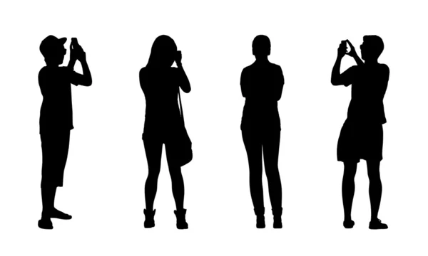 People standing outdoor silhouettes set 18 — Stock Photo, Image