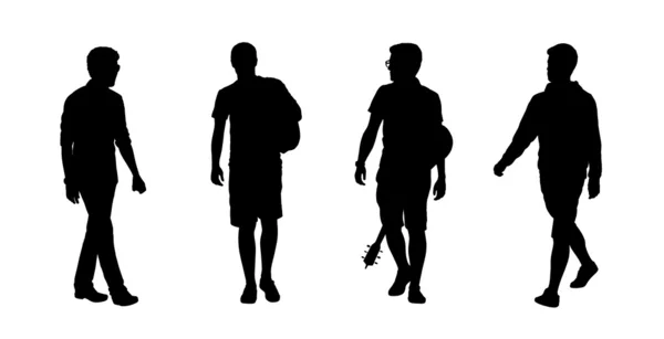 Persone che camminano silhouette esterne set 16 — Foto Stock