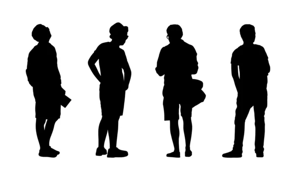 Pessoas de pé silhuetas ao ar livre conjunto 19 — Fotografia de Stock